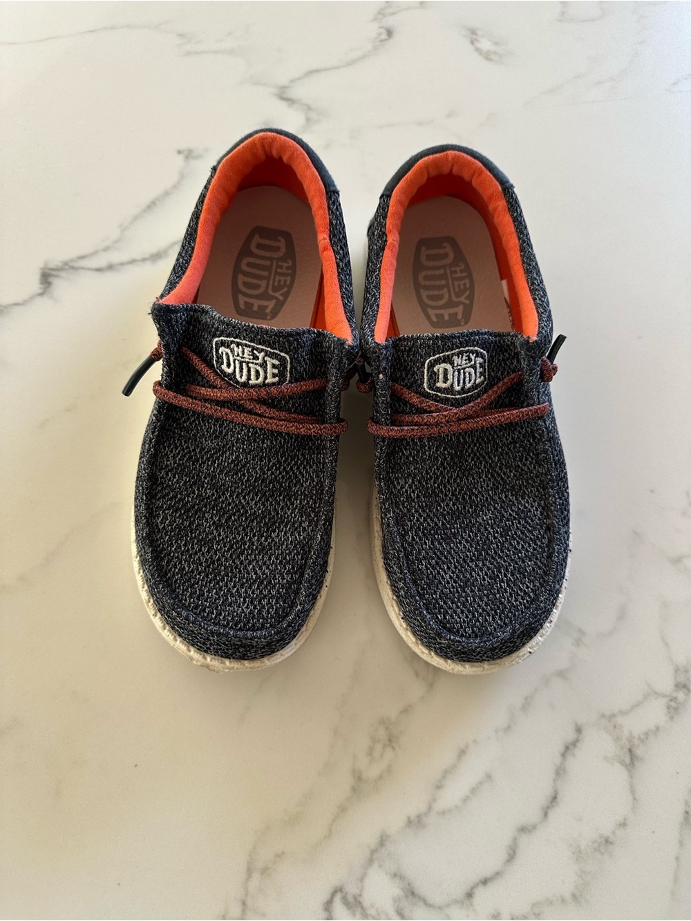 Hey Dude Kids -  Navy Canvas Slip-Ons with Orange Lining
